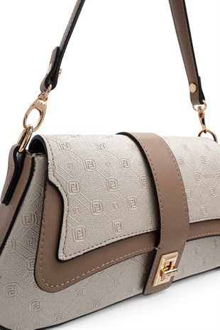 Silver Polo Bej - Latte Logolu Kadın Omuz Çantası SP1177