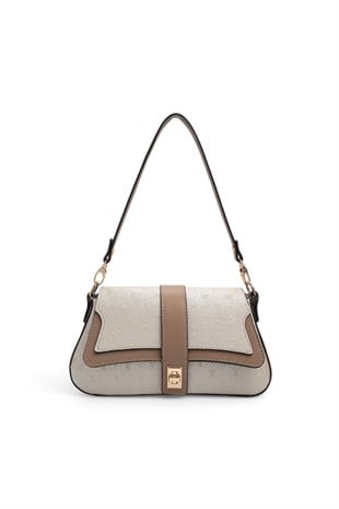 Silver Polo Bej - Latte Logolu Kadın Omuz Çantası SP1177