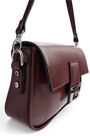 Silver Polo Bordo - Bordo Düz Cilt Kadın Omuz Çantası SP1179