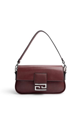 Silver Polo Bordo - Bordo Düz Cilt Kadın Omuz Çantası SP1179