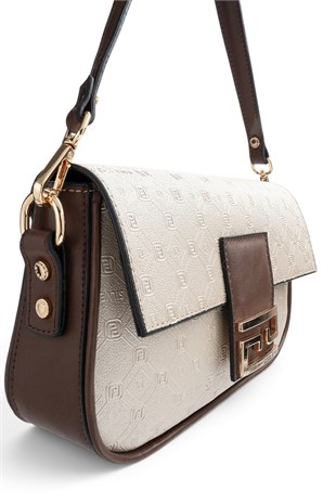 Silver Polo Bej - Kahve Logolu Kadın Omuz Çantası SP1179