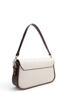 Silver Polo Bej - Kahve Logolu Kadın Omuz Çantası SP1179