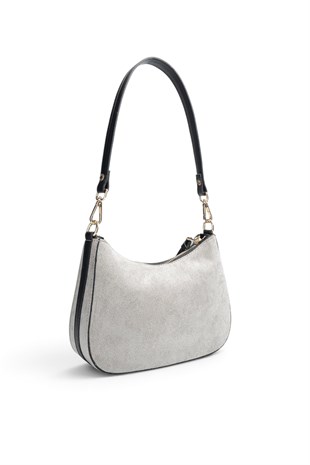Silver Polo Füme - Siyah Süet Kadın Omuz Çantası SP1259