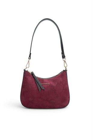 Silver Polo Bordo - Siyah Süet Kadın Omuz Çantası SP1259