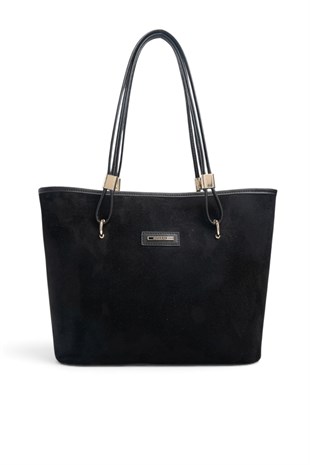 Silver Polo Siyah - Siyah Süet Kadın Omuz Çantası SP1282