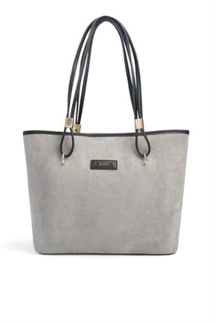 Silver Polo Füme - Siyah Süet Kadın Omuz Çantası SP1282