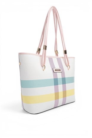Silver Polo Lila - Pembe Ekose Kadın Omuz Çantası SP1282