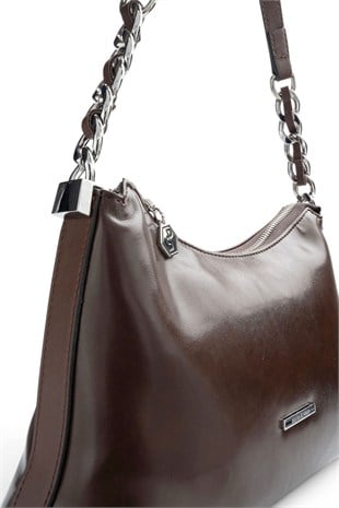 Silver Polo Kahve - Kahve Düz Cilt Kadın Omuz Çantası SP1290