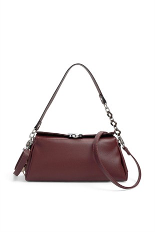 Silver Polo Bordo - Bordo Düz Kadın Omuz Çantası SP1294