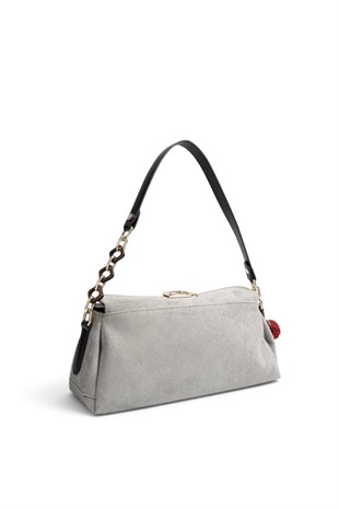Silver Polo Füme - Siyah Süet Kadın Omuz Çantası SP1294