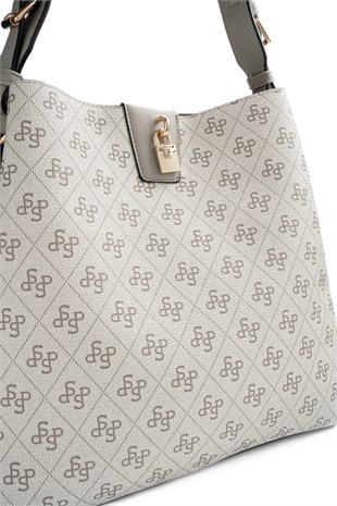 Silver Polo A.Gri - Gri Monogram Kadın Omuz Çantası SP1295
