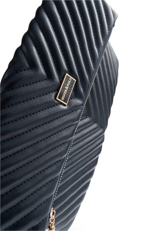 Silver Polo Lacivert - Lacivert Kapitone V Kadın Portföy ve Clutch El Çantası SP1134