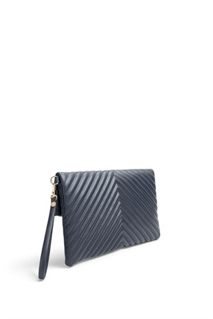 Silver Polo Lacivert - Lacivert Kapitone V Kadın Portföy ve Clutch El Çantası SP1134