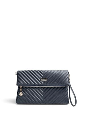 Silver Polo Lacivert - Lacivert Kapitone V Kadın Portföy ve Clutch El Çantası SP1134