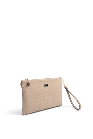 Silver Polo Vizon - Latte Süet Kadın Portföy ve Clutch El Çantası SP1250