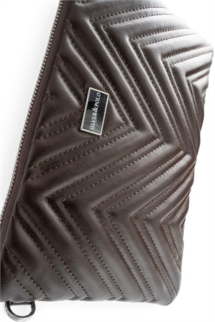 Silver Polo Kahve - Kahve Kapitone V Kadın Portföy ve Clutch El Çantası SP1250