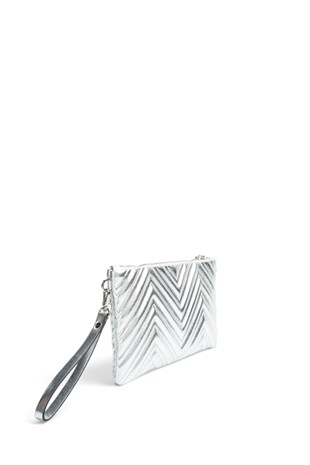 Silver Polo Gümüş - Gümüş Kapitone V Kadın Portföy ve Clutch El Çantası SP1250