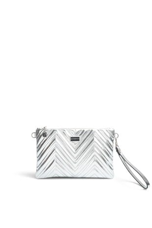 Silver Polo Gümüş - Gümüş Kapitone V Kadın Portföy ve Clutch El Çantası SP1250