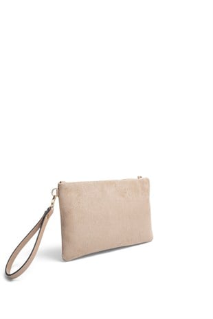 Silver Polo Vizon - Latte Süet Kadın Portföy ve Clutch El Çantası SP1250