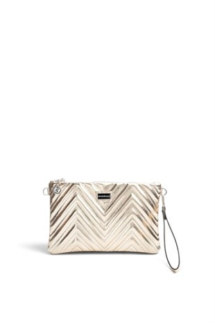 Silver Polo Altın - Altın Kapitone V Kadın Portföy ve Clutch El Çantası SP1250