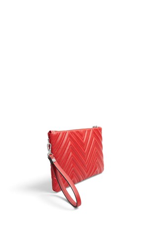 Silver Polo Kırmızı - Kırmızı Kapitone V Kadın Portföy ve Clutch El Çantası SP1250