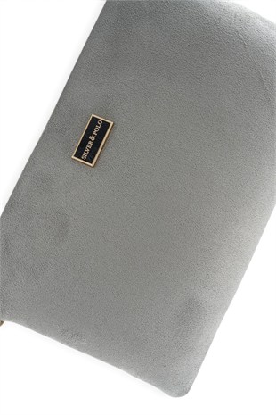 Silver Polo Füme - Siyah Süet Kadın Portföy ve Clutch El Çantası SP1250