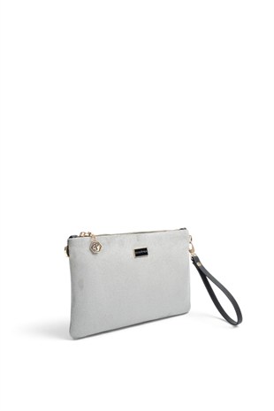 Silver Polo Füme - Siyah Süet Kadın Portföy ve Clutch El Çantası SP1250