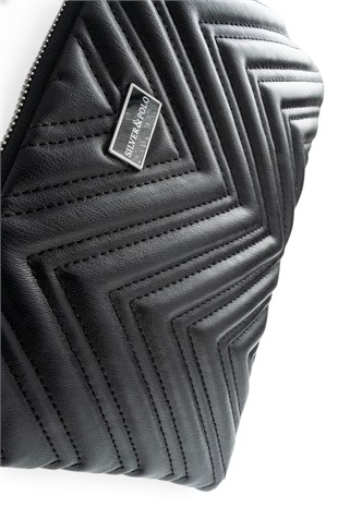 Silver Polo Siyah - Siyah Kapitone V Kadın Portföy ve Clutch El Çantası SP1250