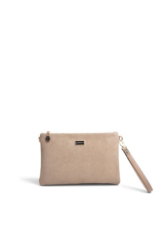 Silver Polo Vizon - Latte Süet Kadın Portföy ve Clutch El Çantası SP1250