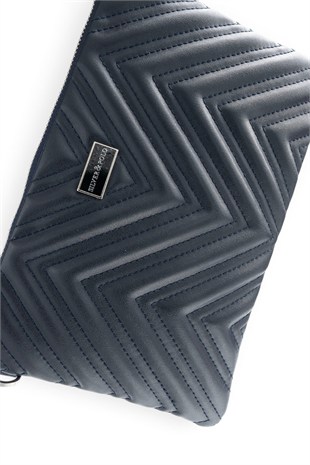 Silver Polo Lacivert - Lacivert Kapitone V Kadın Portföy ve Clutch El Çantası SP1250