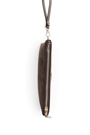 Silver Polo Kahve - Kahve Süet Kadın Portföy ve Clutch El Çantası SP1250
