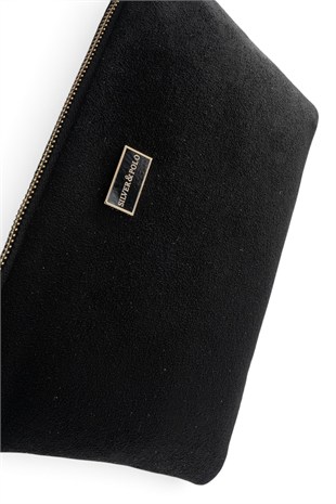 Silver Polo Siyah - Siyah Süet Kadın Portföy ve Clutch El Çantası SP1250