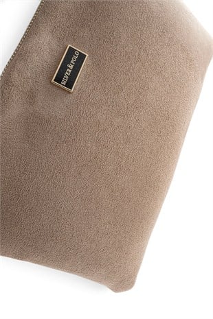 Silver Polo Vizon - Latte Süet Kadın Portföy ve Clutch El Çantası SP1250