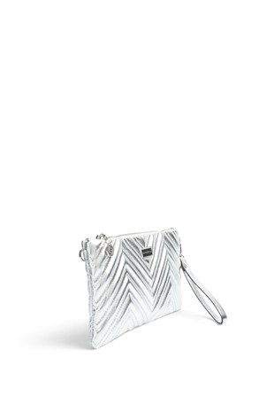 Silver Polo Gümüş - Gümüş Kapitone V Kadın Portföy ve Clutch El Çantası SP1250