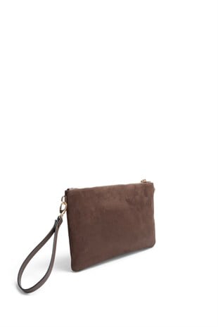Silver Polo Kahve - Kahve Süet Kadın Portföy ve Clutch El Çantası SP1250