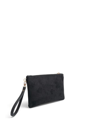 Silver Polo Siyah - Siyah Süet Kadın Portföy ve Clutch El Çantası SP1250