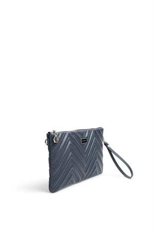 Silver Polo Lacivert - Lacivert Kapitone V Kadın Portföy ve Clutch El Çantası SP1250