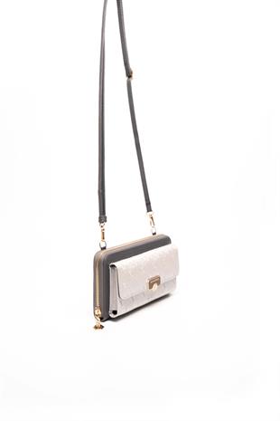 Silver & Polo A.gümüş - Antrasit SP921 Kadın Askılı Cüzdanlı Telefon Çantası