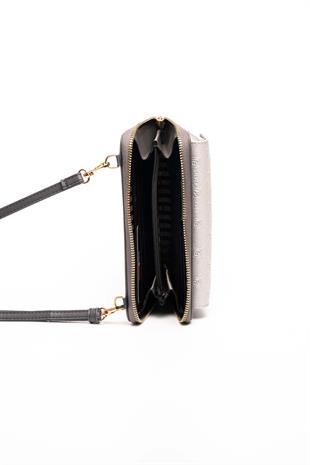 Silver & Polo A.gümüş - Antrasit SP921 Kadın Askılı Cüzdanlı Telefon Çantası