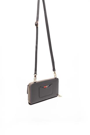 Silver & Polo A.gümüş - Antrasit SP921 Kadın Askılı Cüzdanlı Telefon Çantası