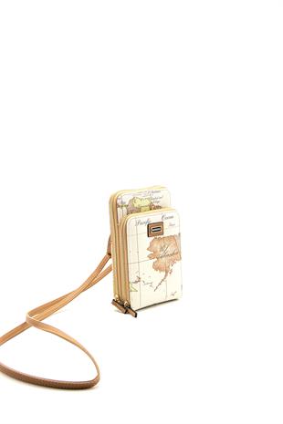 Silver & Polo Bej - A.Taba SP1011 Kadın Askılı Cüzdanlı Telefon Çantası
