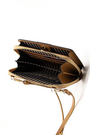 Silver & Polo Bej - A.Taba SP1138 Kadın Askılı Cüzdanlı Telefon Çantası