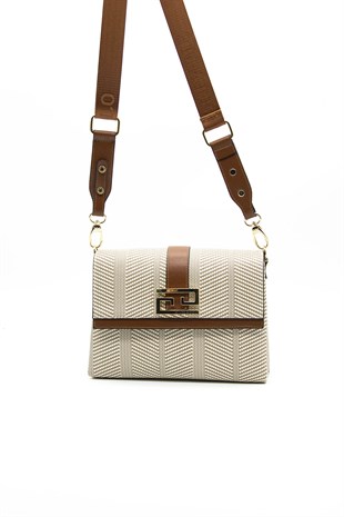 Silver & Polo Bej - Taba SP1009 Kadın Çapraz Çanta