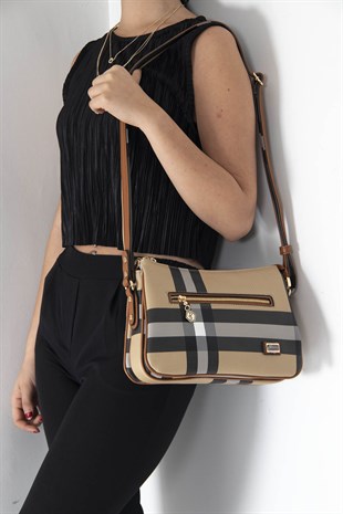 Silver & Polo Bej - Taba SP818 Kadın Çapraz Çanta