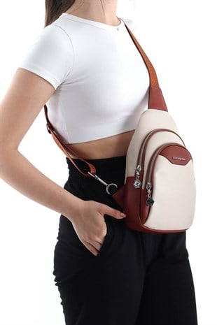 Silver & Polo Bej - Taba SP959 Kadın Bel Çantası