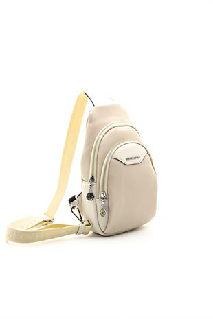Silver & Polo Bej - Kemik SP959 Kadın Bel Çantası