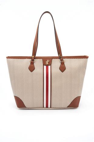 Silver & Polo Bej - Taba SP1169 Kadın Omuz Shopper Çanta