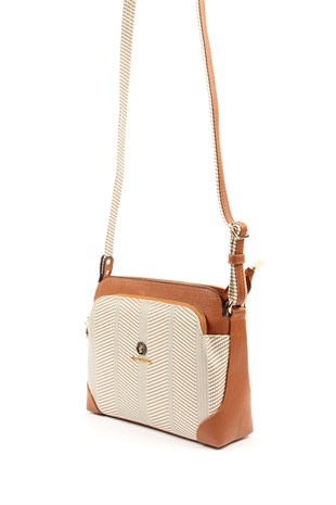 Silver & Polo Bej - Taba SP364 Kadın Çapraz Çanta