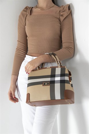 Silver & Polo Bej - Taba SP706 Kadın El Çantası