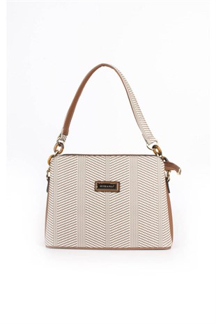 Silver & Polo Bej - Taba SP937 Kadın Omuz Çantası